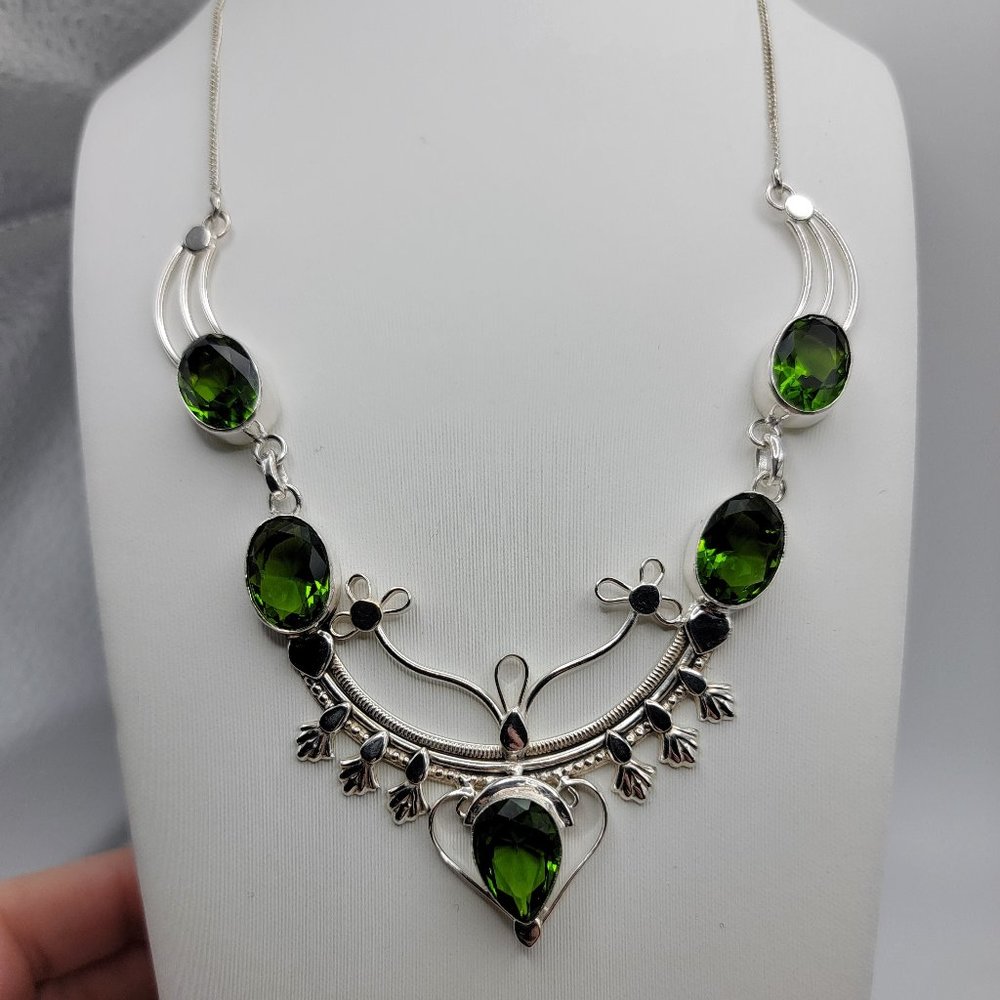 925 Sterling Peridot Drop Necklace